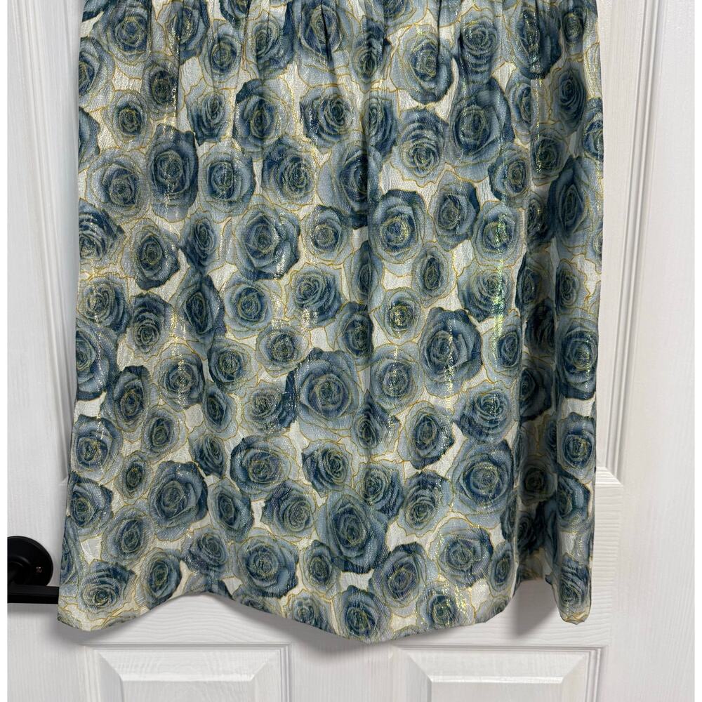 Belle Badgley Mischka Women's Floral Metallic Scoop Back Dress Size 12 - Picture 3 of 13